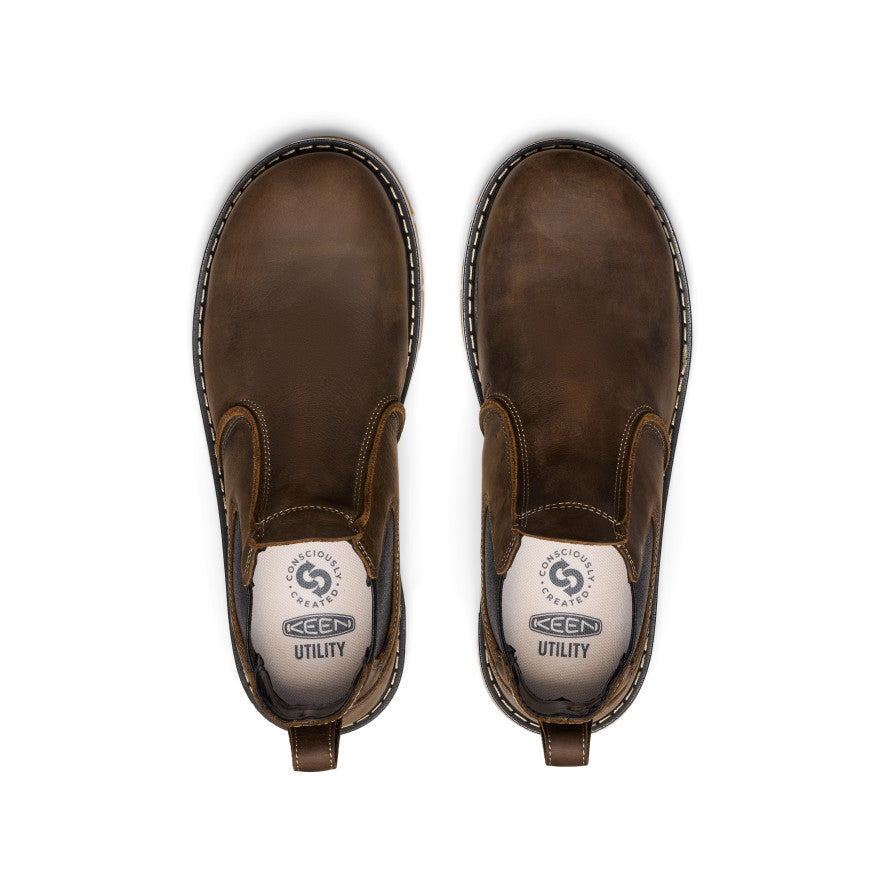 Keen Men's San Jose Chelsea 90° Heel Boot (Aluminum Toe) Cascade Brown/Gum