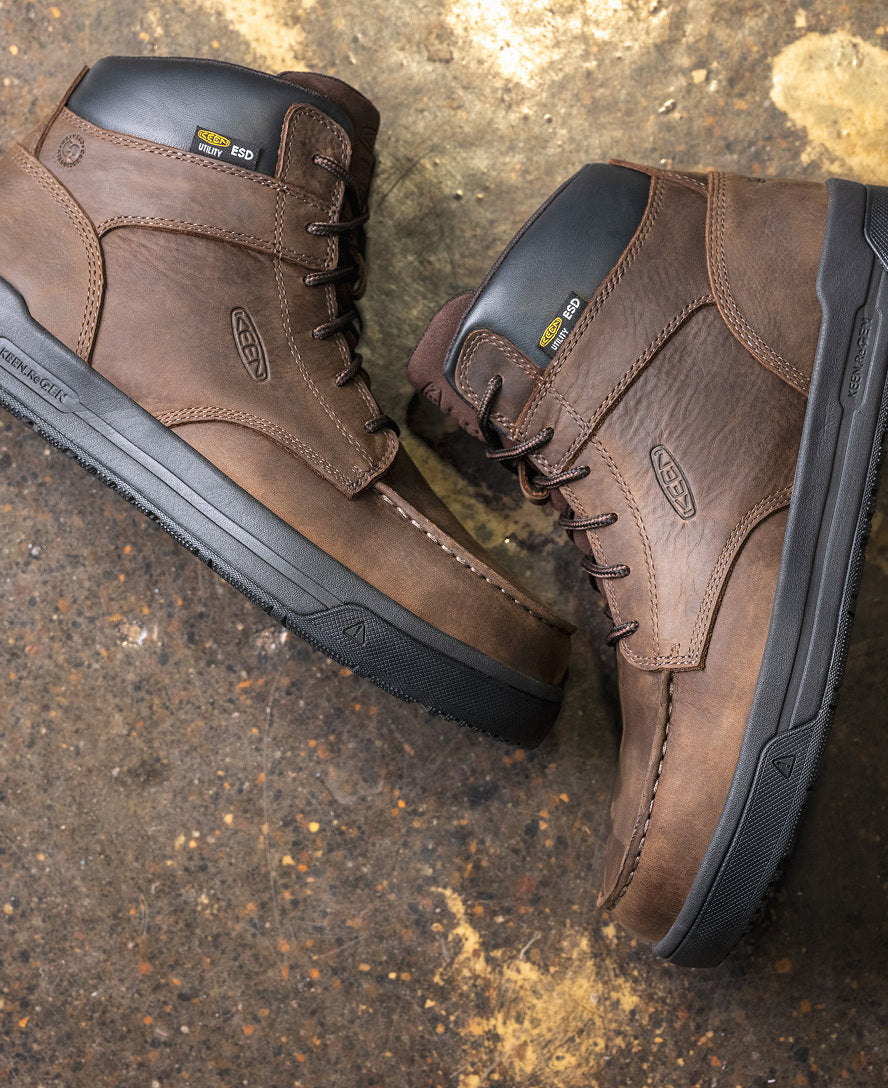 Keen Men's Gibson ESD Boot (Carbon Toe) Cascade Brown/Black