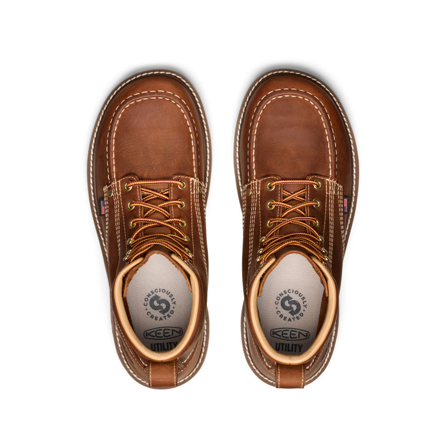 Keen Men's Liberty 6" Boot (Soft Toe) Leather Brown/Birch