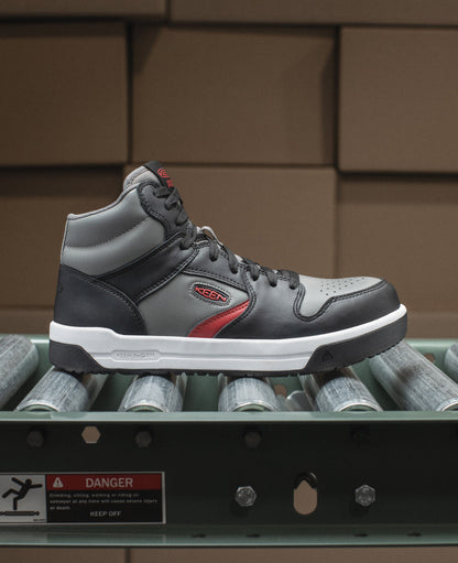 Keen Men's Overton Mid Work Shoe (Carbon Toe) Steel Grey/Black