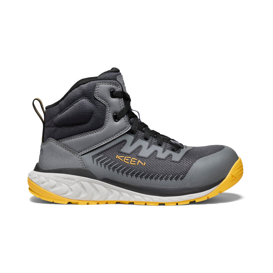 Keen Men's Arvada Mid Work Sneaker (Carbon Toe) Black/Keen Yellow