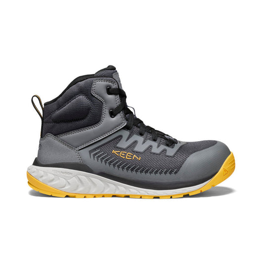 Keen Men's Arvada Mid Work Sneaker (Carbon Toe) Black/Keen Yellow