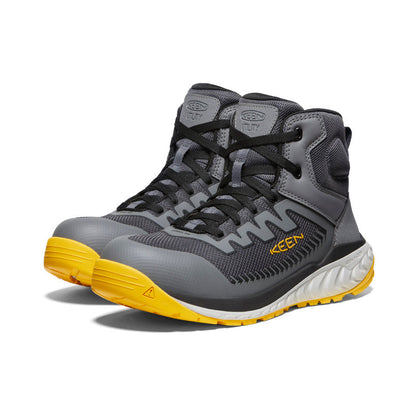 Keen Men's Arvada Mid Work Sneaker (Carbon Toe) Black/Keen Yellow