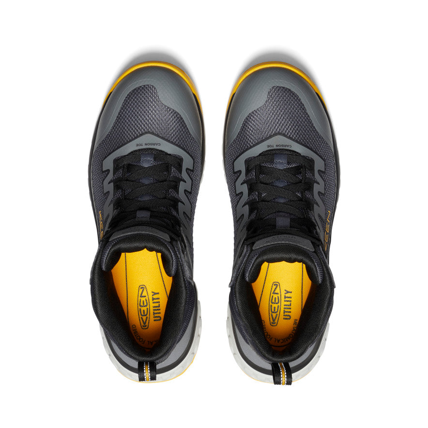 Keen Men's Arvada Mid Work Sneaker (Carbon Toe) Black/Keen Yellow
