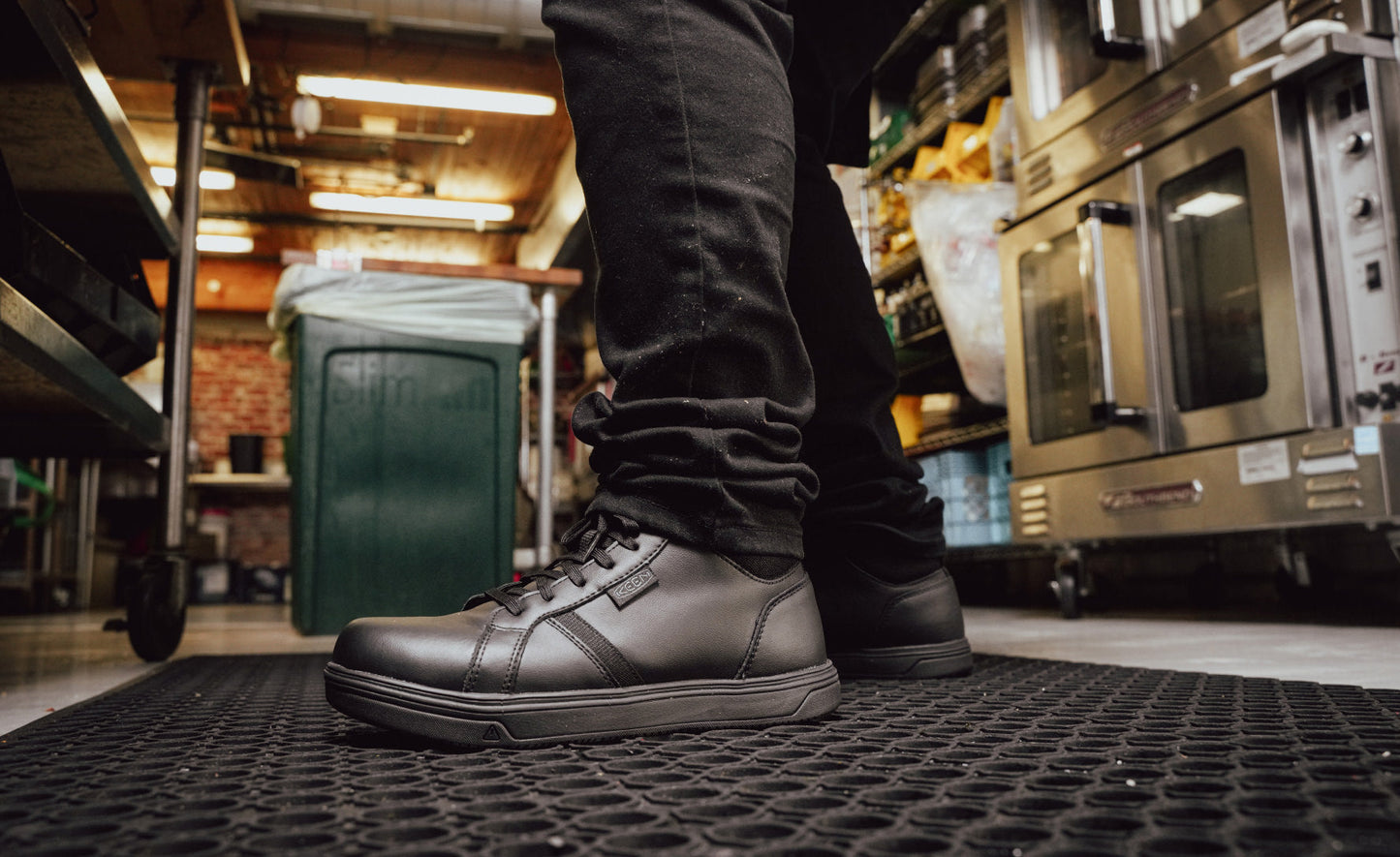 Keen Men's PTC Kenton Mid Work Shoe (Soft Toe) Black/Black