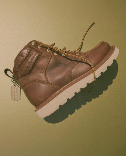 Keen Men's Cincinnati 6" Boot (Soft Toe) x Noon Goons  Leather Brown/Off White