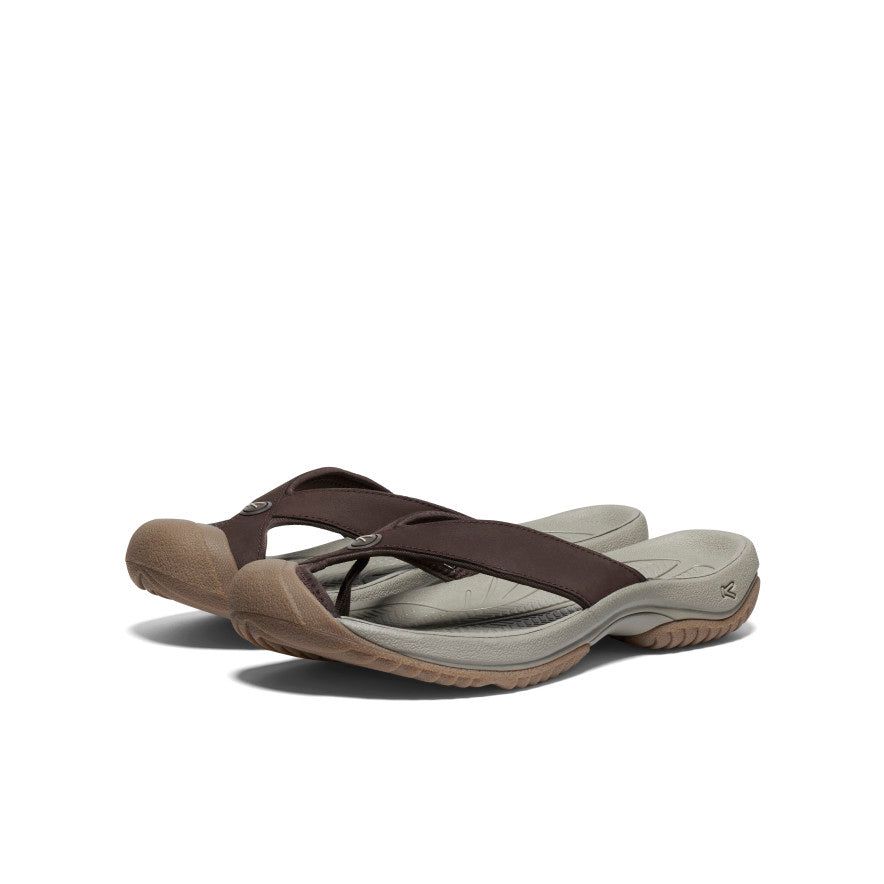Keen Men's Waimea Leather Flip-Flop Java/Plaza Taupe