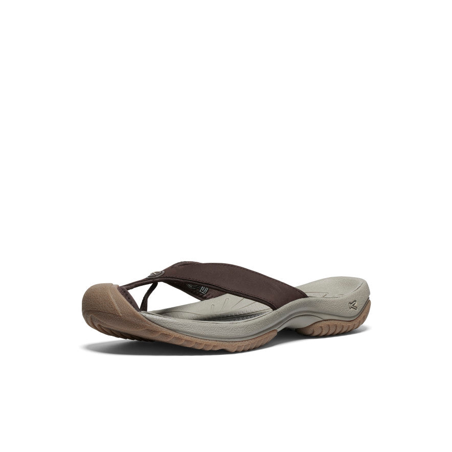 Keen Men's Waimea Leather Flip-Flop Java/Plaza Taupe