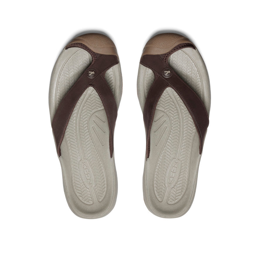 Keen Men's Waimea Leather Flip-Flop Java/Plaza Taupe