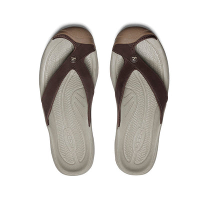 Keen Men's Waimea Leather Flip-Flop Java/Plaza Taupe