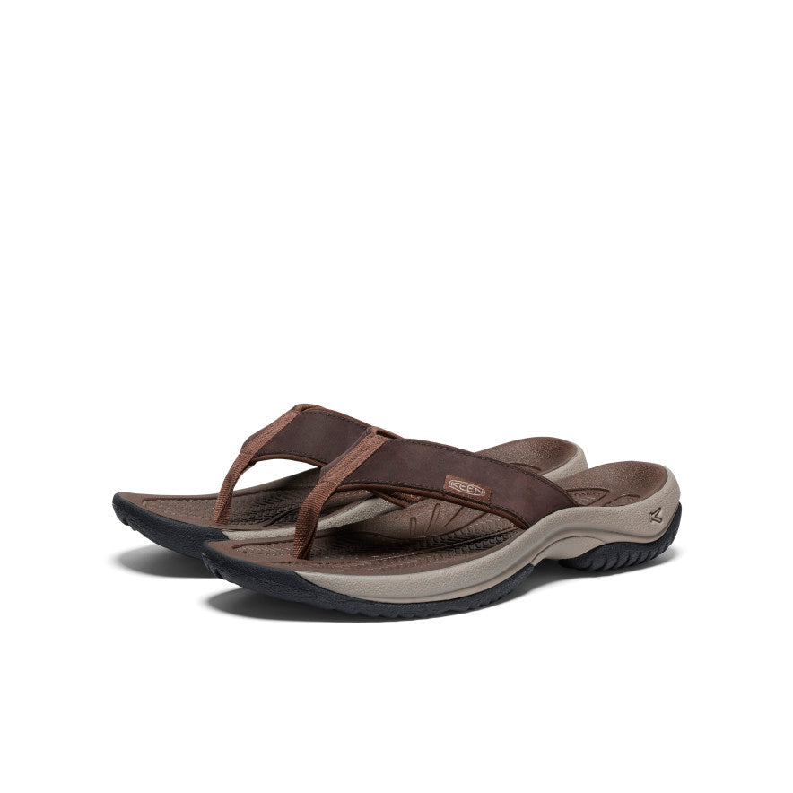 Keen Men's Kona Leather Flip-Flop Java/Dark Earth