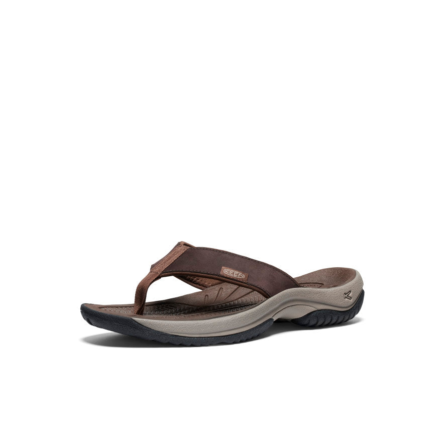 Keen Men's Kona Leather Flip-Flop Java/Dark Earth
