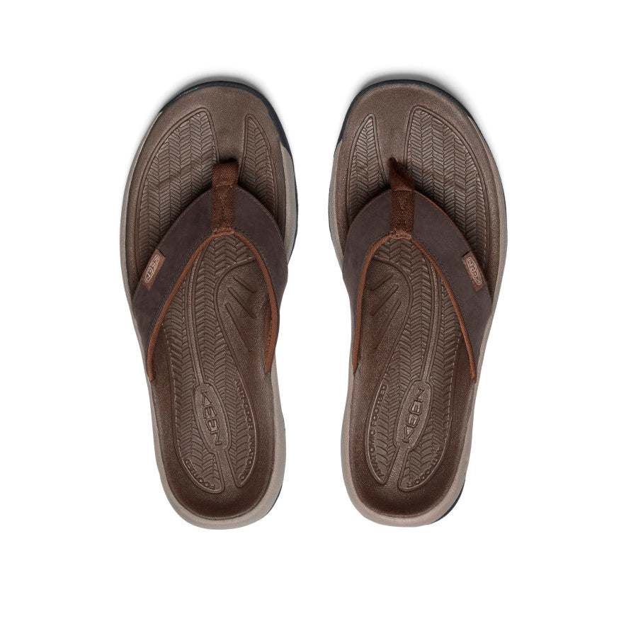 Keen Men's Kona Leather Flip-Flop Java/Dark Earth