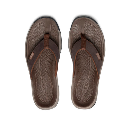 Keen Men's Kona Leather Flip-Flop Java/Dark Earth