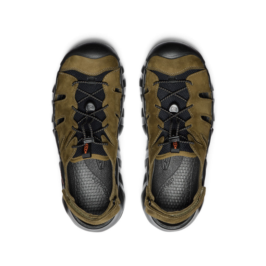Keen Men's Hyperport Fisherman Leather Sandal Dark Olive/Black