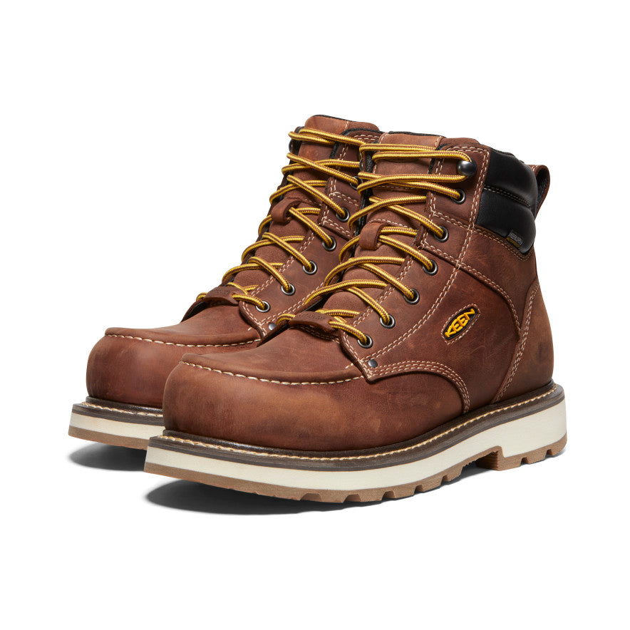 Keen Men's Cincinnati 6" Waterproof 90° Heel Boot (Carbon Toe) Tuscan Red/Sandshell