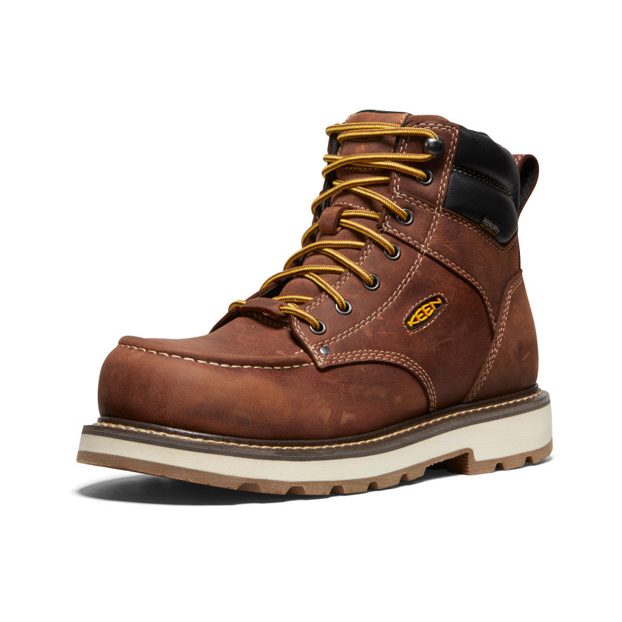Keen Men's Cincinnati 6" Waterproof 90° Heel Boot (Carbon Toe) Tuscan Red/Sandshell