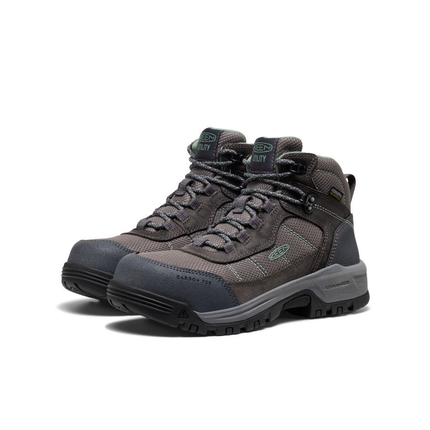 Keen Women's Skokie Waterproof Work Boot (Carbon Toe) Magnet/Black