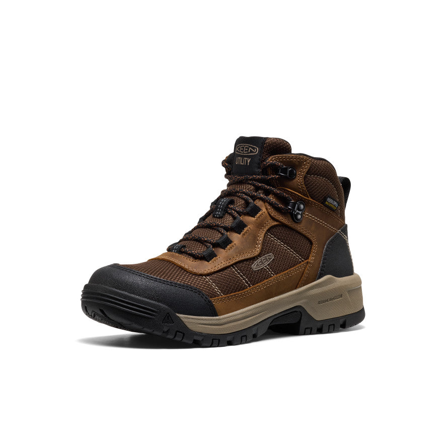 Keen Women's Skokie Waterproof Work Boot (Soft Toe) Bison/Black