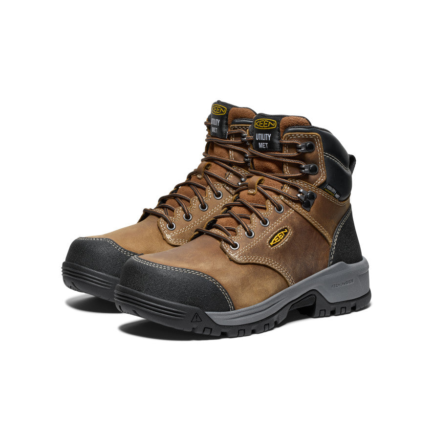 Keen Women's Evanston 6" Waterproof Boot INT MET (Carbon Toe) Bison/Black