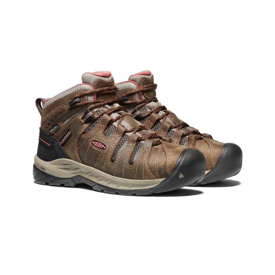 Keen Women's Flint II Waterproof Boot (Soft Toe) Cascade Brown/Brick Dust