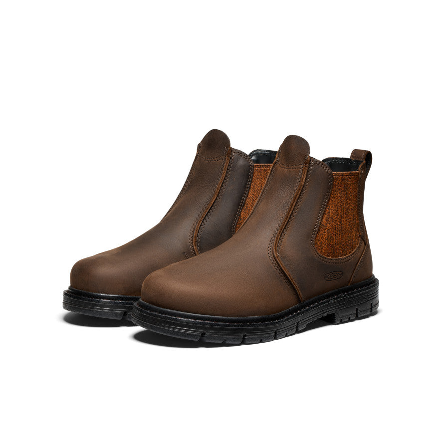 Keen Women's San Jose Chelsea 90° Heel Boot (Aluminum Toe) Cascade Brown/Black