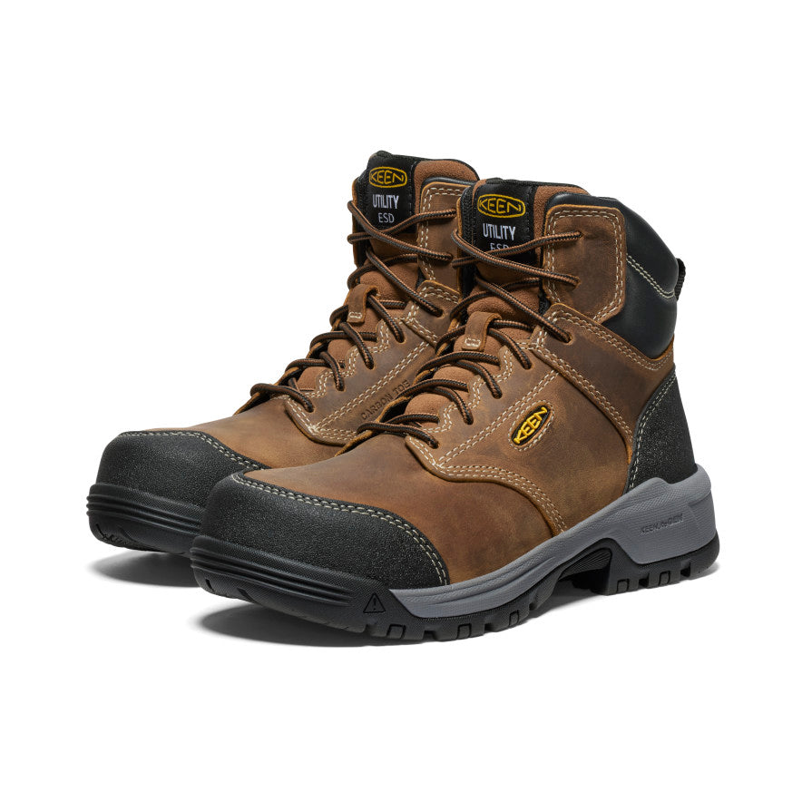 Keen Women's Evanston 6" ESD Boot (Carbon Toe) Bison/Black