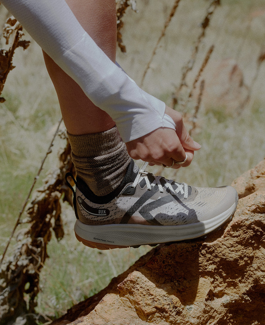 Keen Women's Seek Trail Running Shoe Black/Sunset Sand