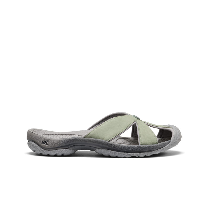 Keen Women's Bali Leather Slide Sandal Lily Pad/Steel Grey
