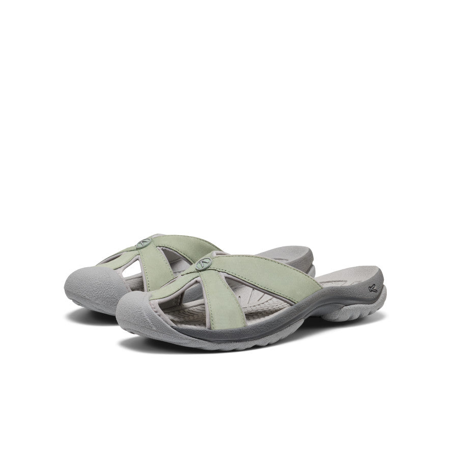 Keen Women's Bali Leather Slide Sandal Lily Pad/Steel Grey