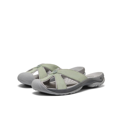Keen Women's Bali Leather Slide Sandal Lily Pad/Steel Grey