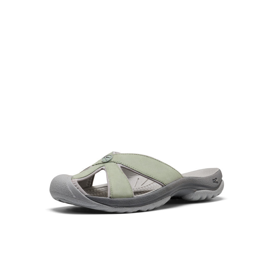 Keen Women's Bali Leather Slide Sandal Lily Pad/Steel Grey