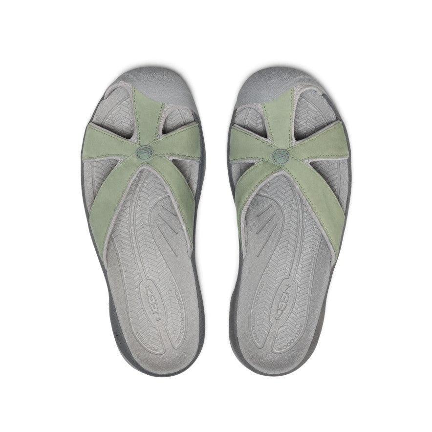 Keen Women's Bali Leather Slide Sandal Lily Pad/Steel Grey