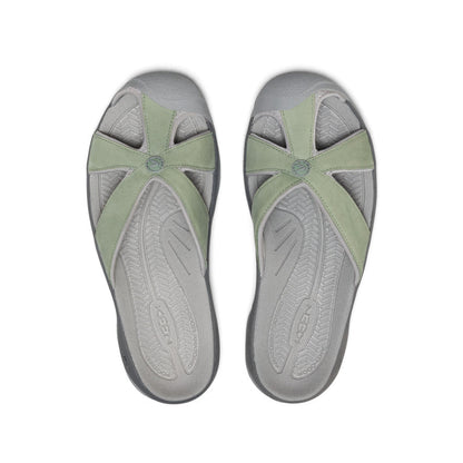 Keen Women's Bali Leather Slide Sandal Lily Pad/Steel Grey