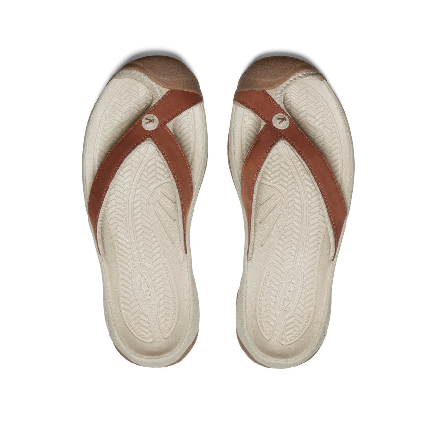 Keen Women's Waimea Leather Flip-Flop Sorrel Horse/Plaza Taupe