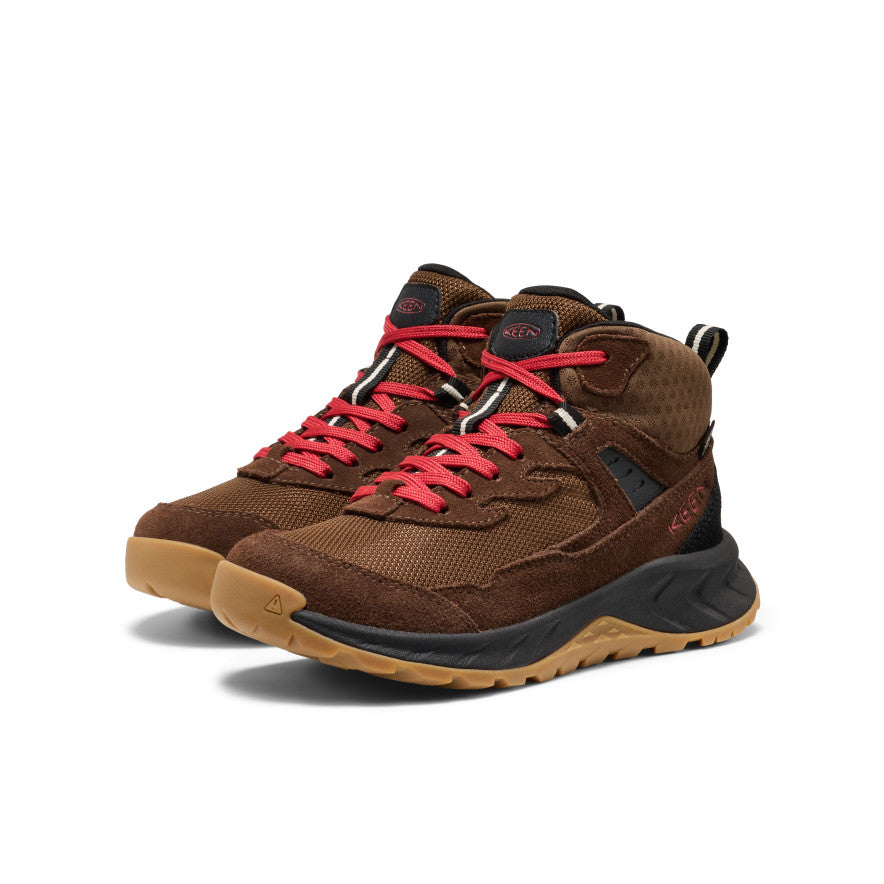 Keen Big Kids' Hightrail Waterproof Hiking Boot Dark Earth/Garnet