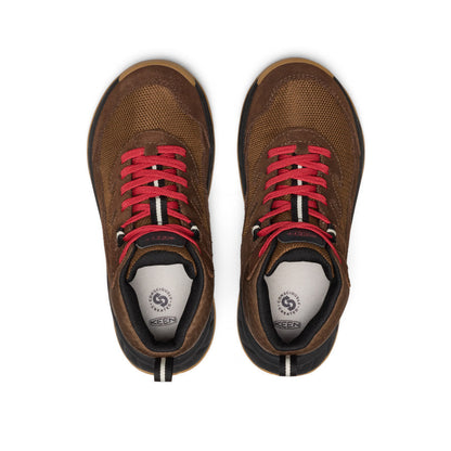 Keen Big Kids' Hightrail Waterproof Hiking Boot Dark Earth/Garnet