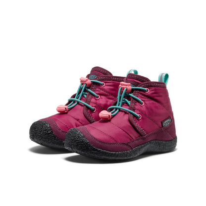 Keen Little Kids' Howser II Waterproof Chukka Beaujolais/Pool Blue