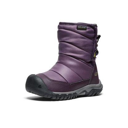 Keen Little Kids' Puffrider Waterproof Winter Boot Black Plum/Daiquiri Green