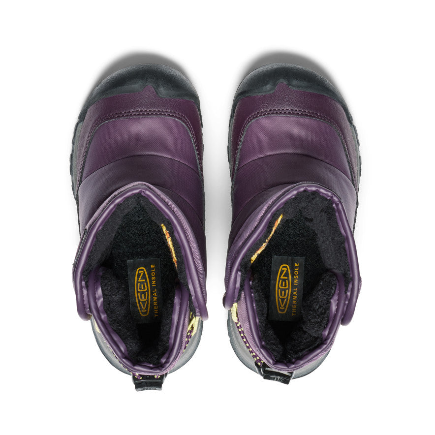 Keen Little Kids' Puffrider Waterproof Winter Boot Black Plum/Daiquiri Green