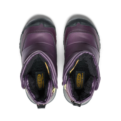 Keen Little Kids' Puffrider Waterproof Winter Boot Black Plum/Daiquiri Green