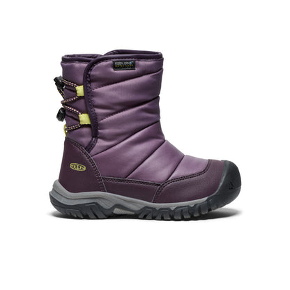 Keen Little Kids' Puffrider Waterproof Winter Boot Black Plum/Daiquiri Green