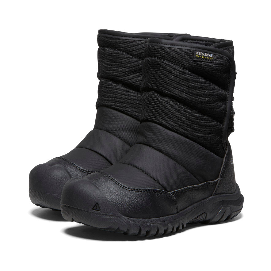 Keen Little Kids' Puffrider Waterproof Winter Boot Black/Steel Grey