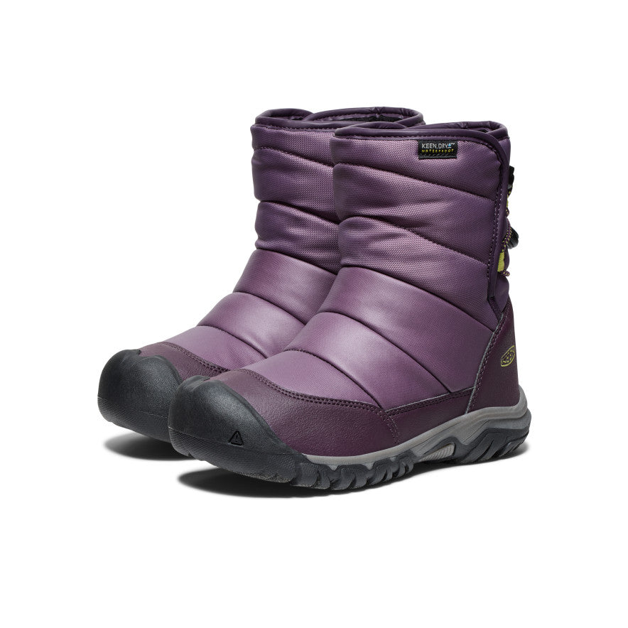 Keen Big Kids' Puffrider Waterproof Winter Boot Black Plum/Daiquiri Green