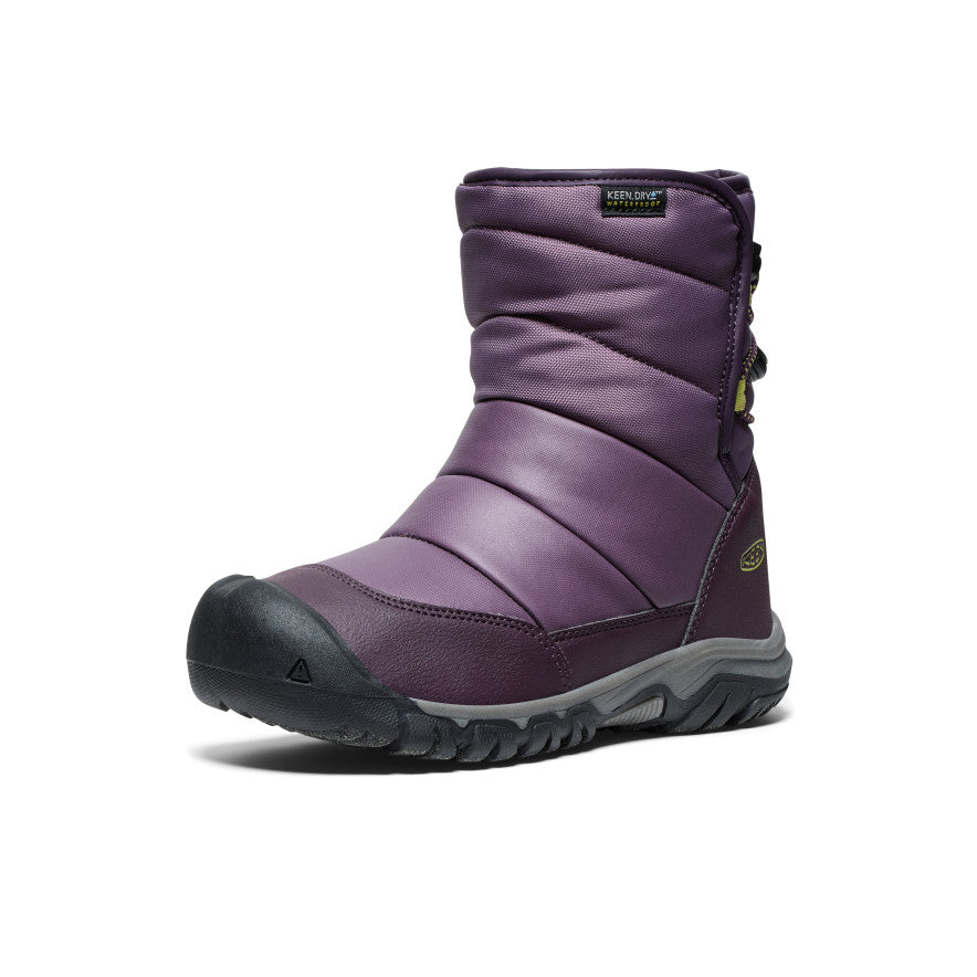Keen Big Kids' Puffrider Waterproof Winter Boot Black Plum/Daiquiri Green
