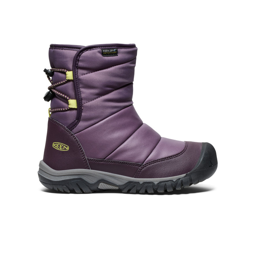 Keen Big Kids' Puffrider Waterproof Winter Boot Black Plum/Daiquiri Green