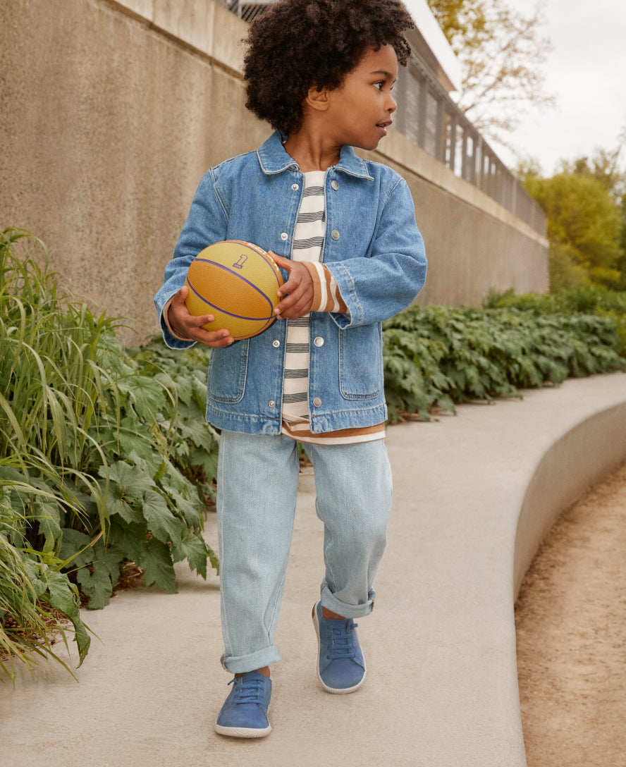Keen Little Kids' KNX Leather Sneaker Coronet Blue/Vapor
